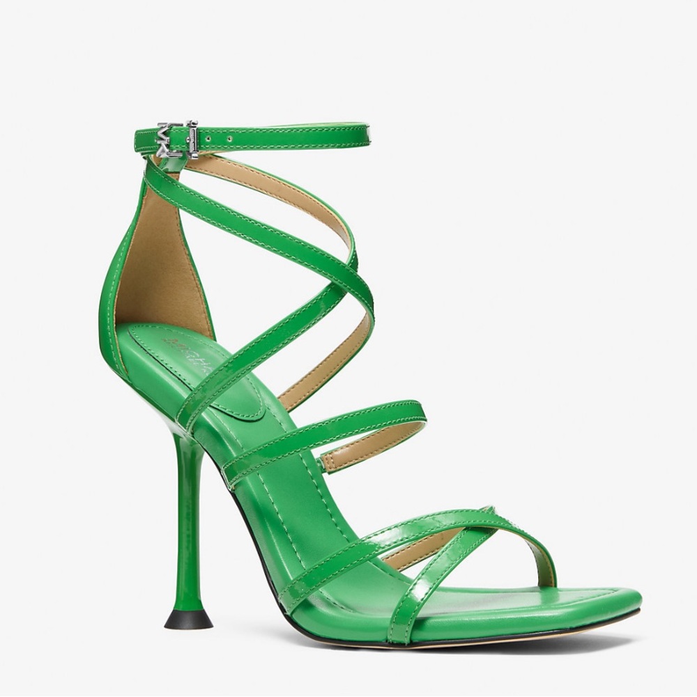 NWT MICHAEL KORS Imani Patent Leather Sandal in Green. Size 8